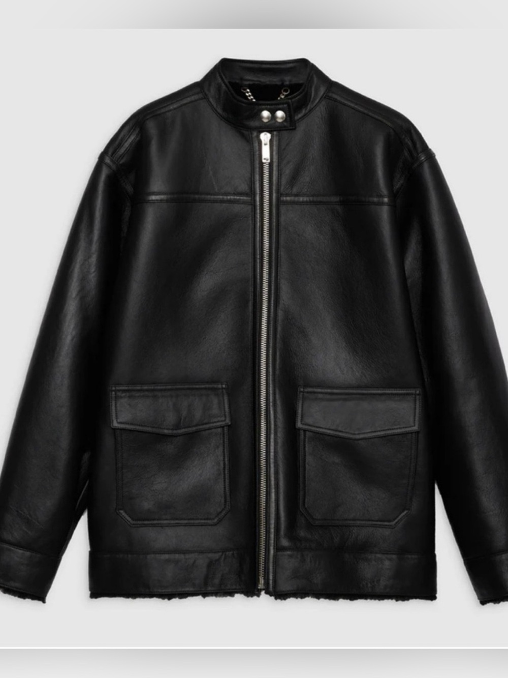 Anine Bing Henry Black 100% Shearling Jacket New Never Worn W/O Tags - Picture 5 of 14
